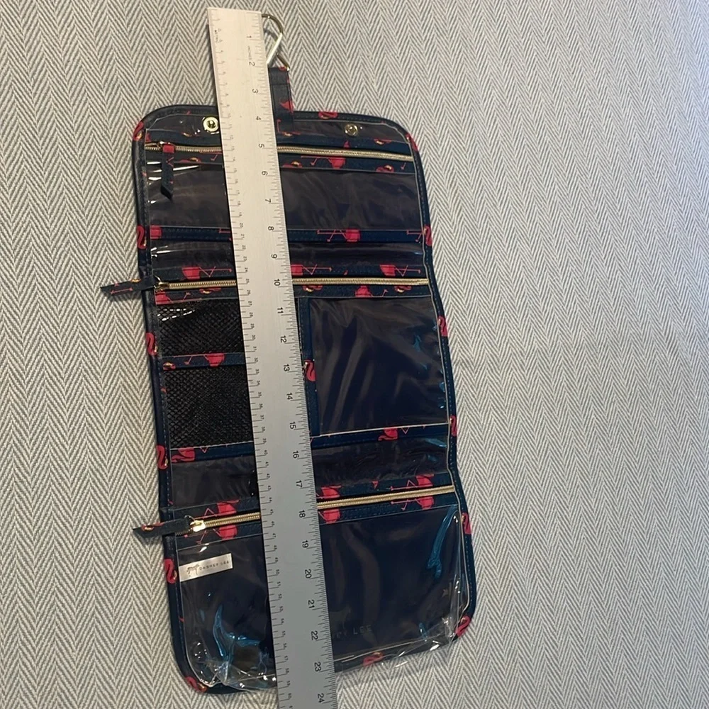 Dabney Lee Navy and Pink Flamingos Hanging Travel case New Without Tags Tropical